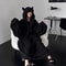 Cozy OnePiece Sleepwear Solid Color Loose Homewear Thickened Padded Pajamas Oversized Hooded Couple 1