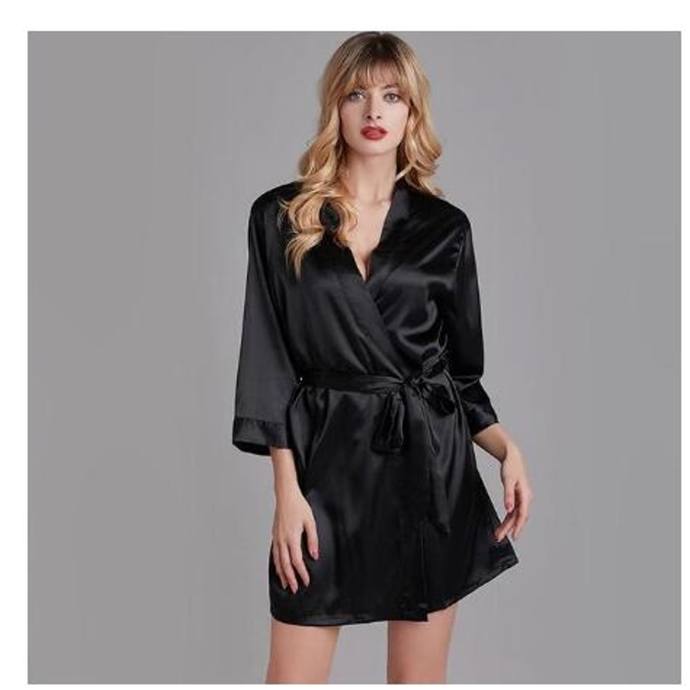Summer Champagne Chinese Bride Satin Wedding Robe Sexy Nightdress Women Nightgown Bathrobe Gown Neg 7
