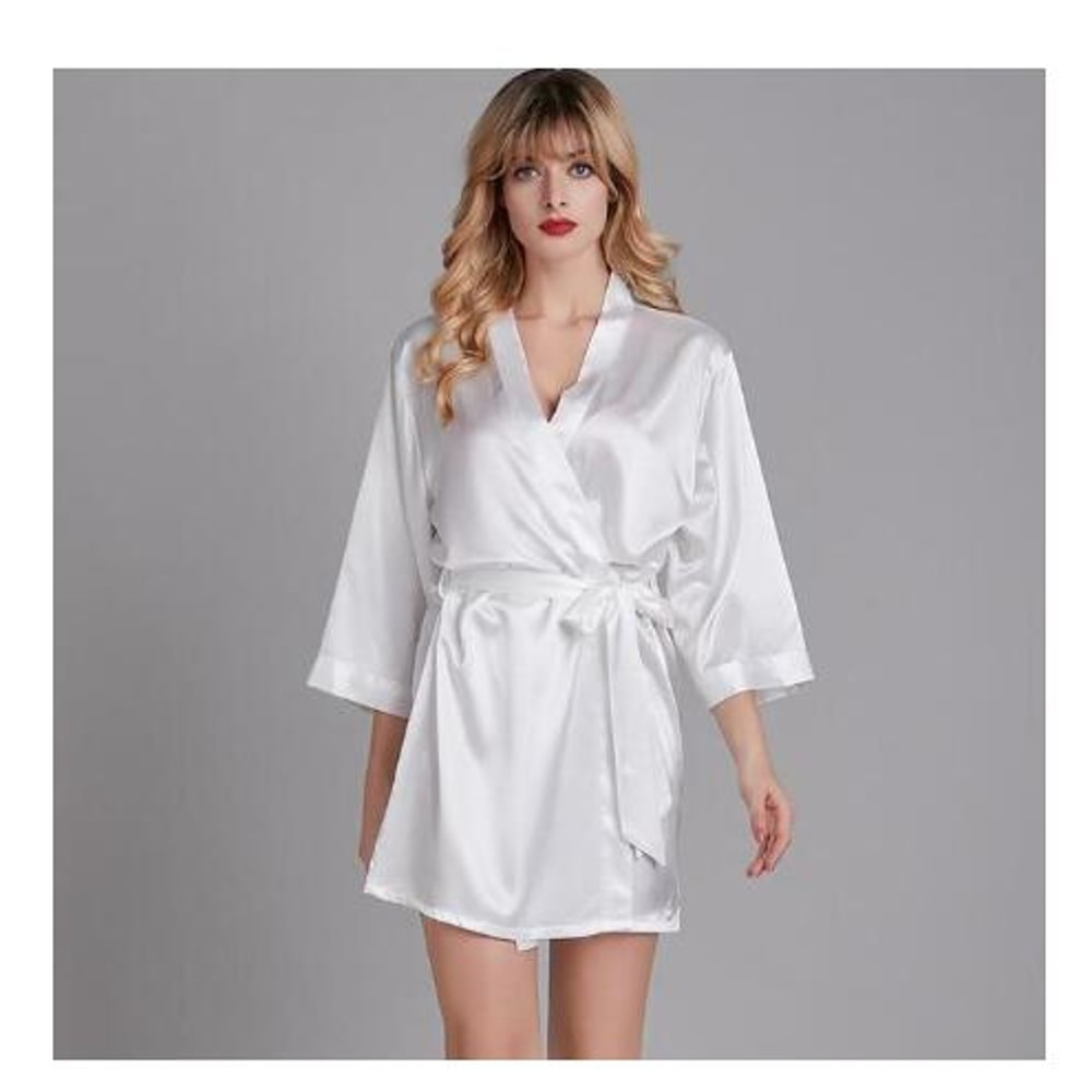 Summer Champagne Chinese Bride Satin Wedding Robe Sexy Nightdress Women Nightgown Bathrobe Gown Neg 6