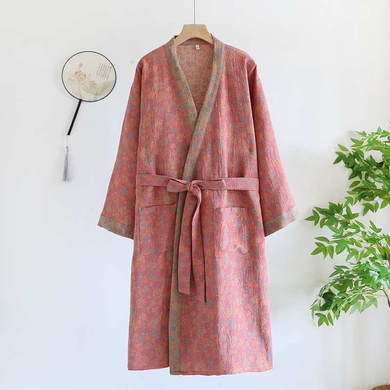 Cotton Loose Home Sleepwear Robes With Belt Multi Colors Bathrobe Womens Pajamas Clothing For Sprin 6