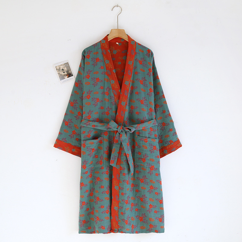 Cotton Loose Home Sleepwear Robes With Belt Multi Colors Bathrobe Womens Pajamas Clothing For Sprin 8