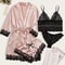 Sexy Pajama Set With Lace Trim Faux Silk Satin Gown Womens Fashion Pajama Print Comfort Loungewear 2