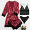 Sexy Pajama Set With Lace Trim Faux Silk Satin Gown Womens Fashion Pajama Print Comfort Loungewear 5