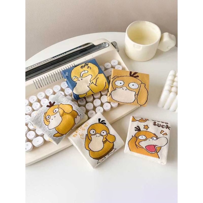 Versatile Sweet And Cute Psyduck Casual Socks Fashion Cartoon Anime Design Outdoor Short Socks For 3