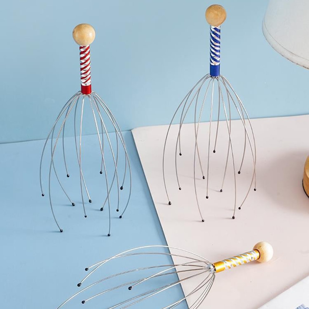 Stainless Steel Octopus Head Massager Engraved Scalp Scratcher Brain Relaxer Itch Reliever Massage 1