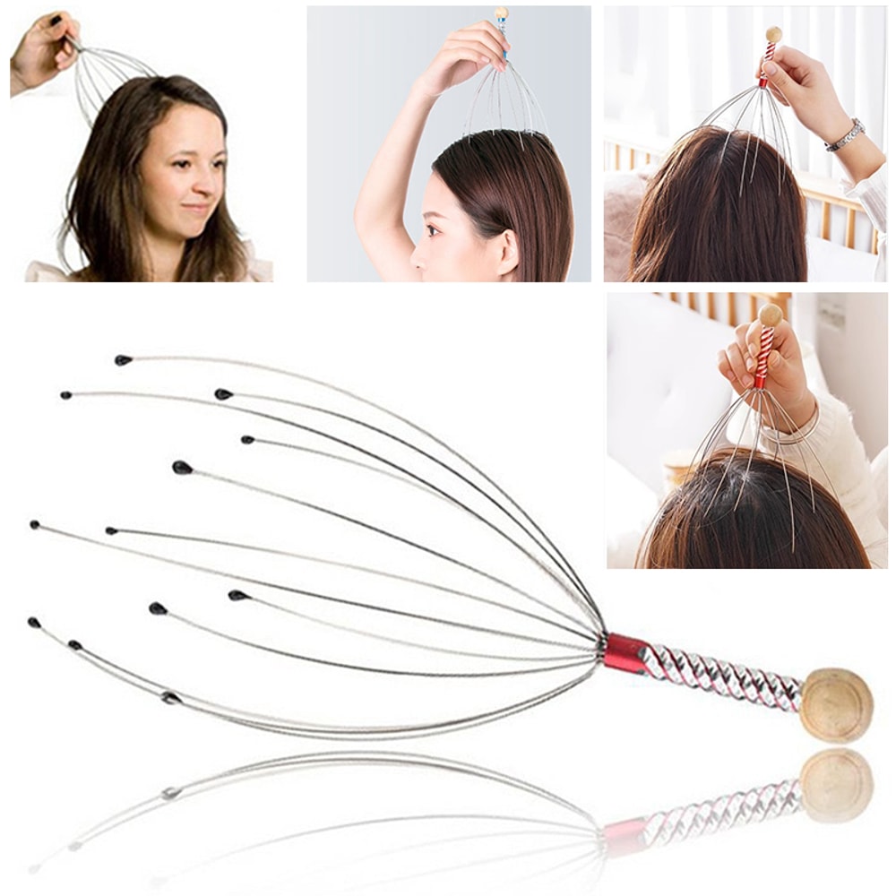 Stainless Steel Octopus Head Massager Engraved Scalp Scratcher Brain Relaxer Itch Reliever Massage 2