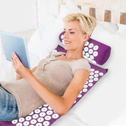 purple yoga massage pad, large touchpoints for neck, back, and foot massage, household massage pillow