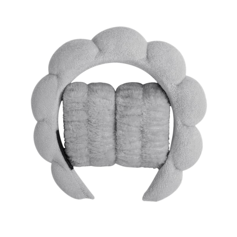 Puffy Headband For Washing Face Makeup Fashion Microfiber Scrunchies Spa Bubble Headband For Shower 7