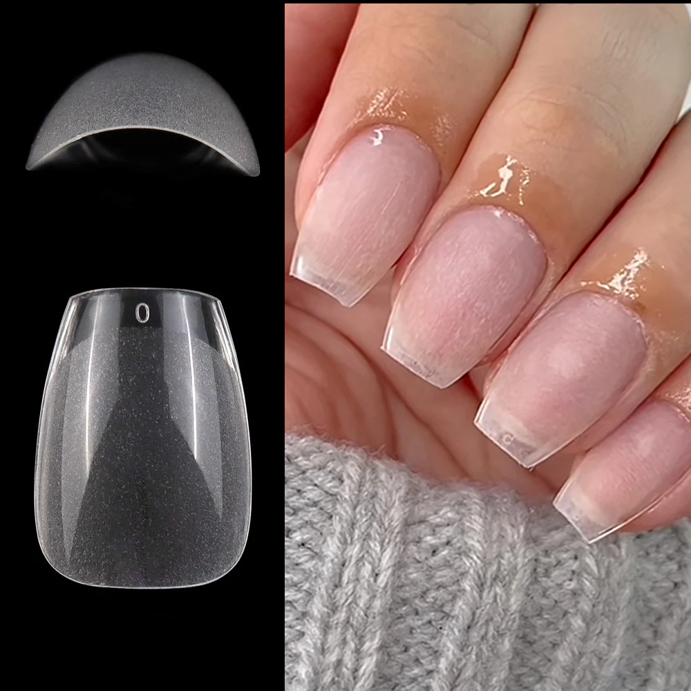 Super Short Almond Full Cover Sculpted Soft Gel Nail Tips Capsule Americaine Gel X Press On Artific 6