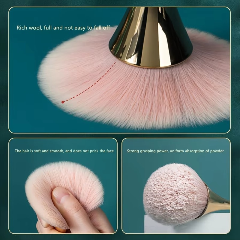Rose Golden Fan Makeup Brush Soft Hair Cosmetic Loose Powder Brush Blush Brush Highlighting Brush F