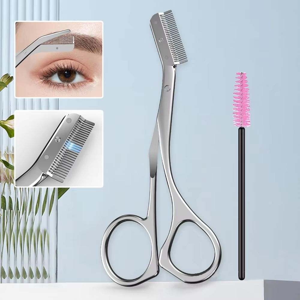 HighQuality Stainless Steel Eyebrow Scissors With Comb Eyebrow Trimming Knife Makeup Scissors Hair 4