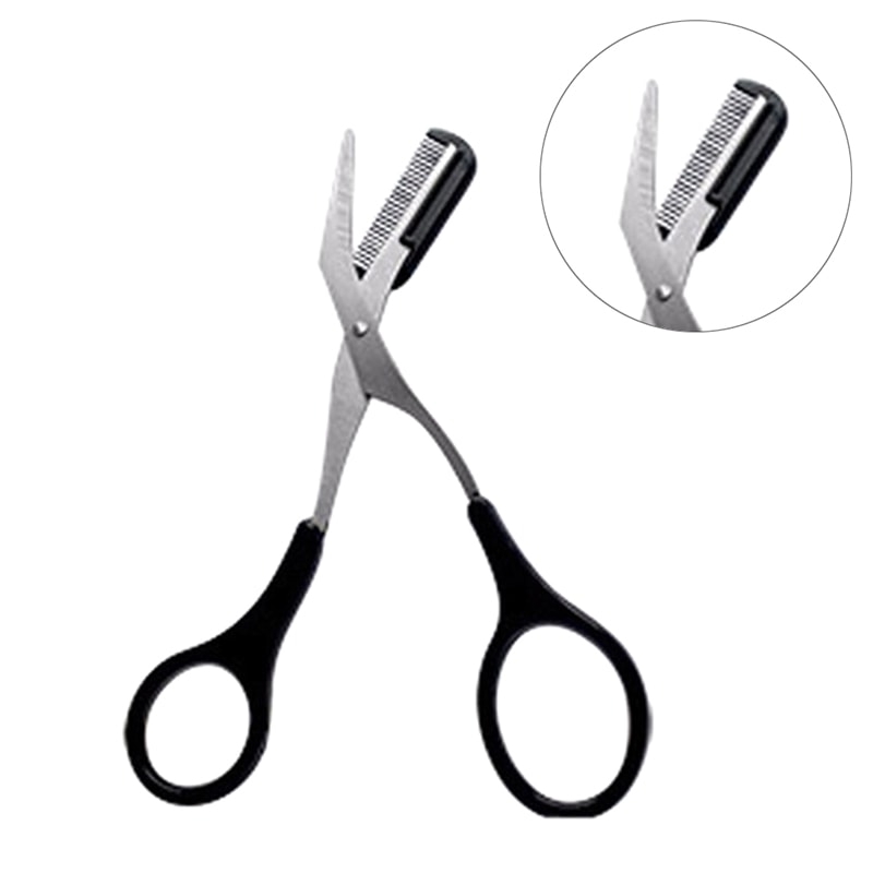 Stainless Steel Eyebrow Trimmer Scissor With Comb Safety Eyelash Scissors For Men And Women Face Ra 1