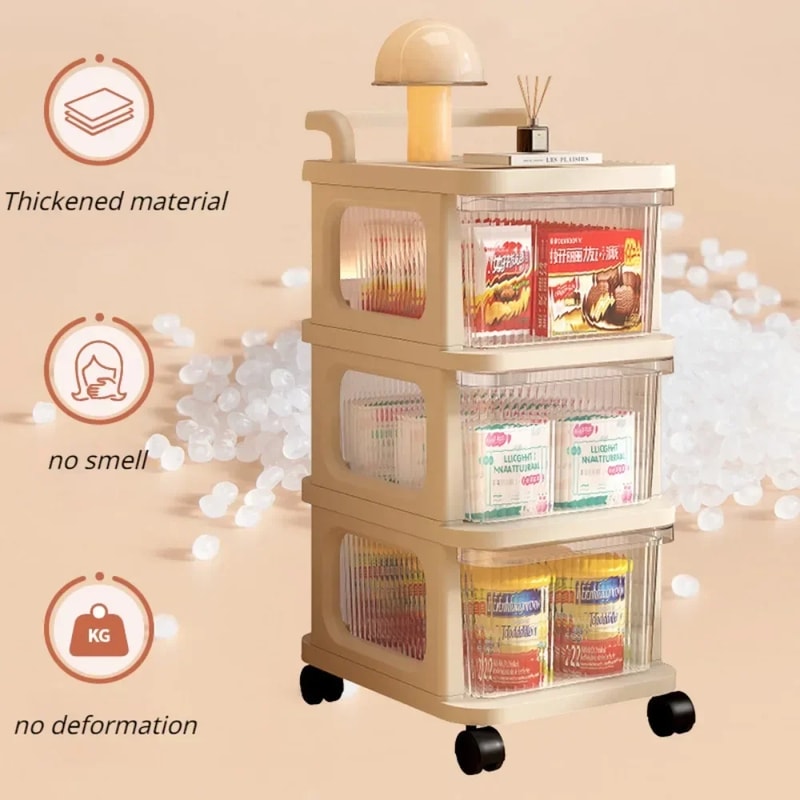 Acrylic Cream Wind Cart MultiTier Snack Trolley Storage Movable Utility Cart Toy Organizer Transpar 1