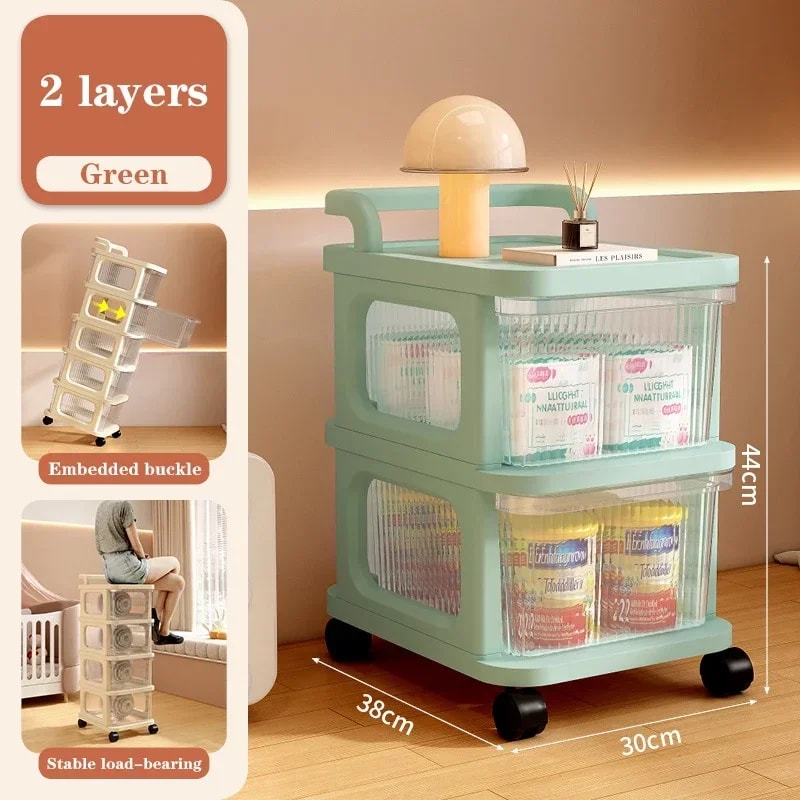 Acrylic Cream Wind Cart MultiTier Snack Trolley Storage Movable Utility Cart Toy Organizer Transpar 3