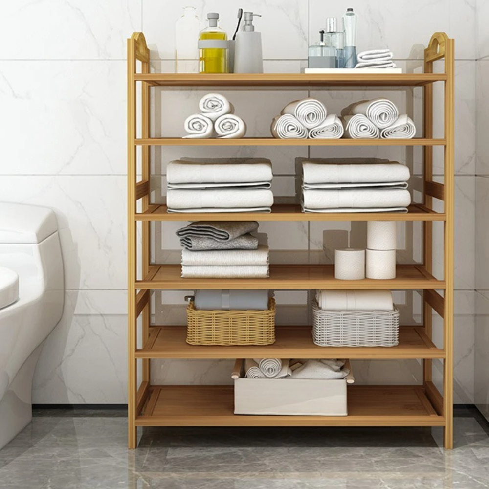 Multifunctional Bamboo Shoe Rack Large Capacity Storage Rack Modern Dustproof Shoe Cabinet Entrance 0