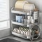 Large Capacity Bowl Drain Rack Breathable Stainless Steel Dish Rack MultiFunctional Kitchenware Acc