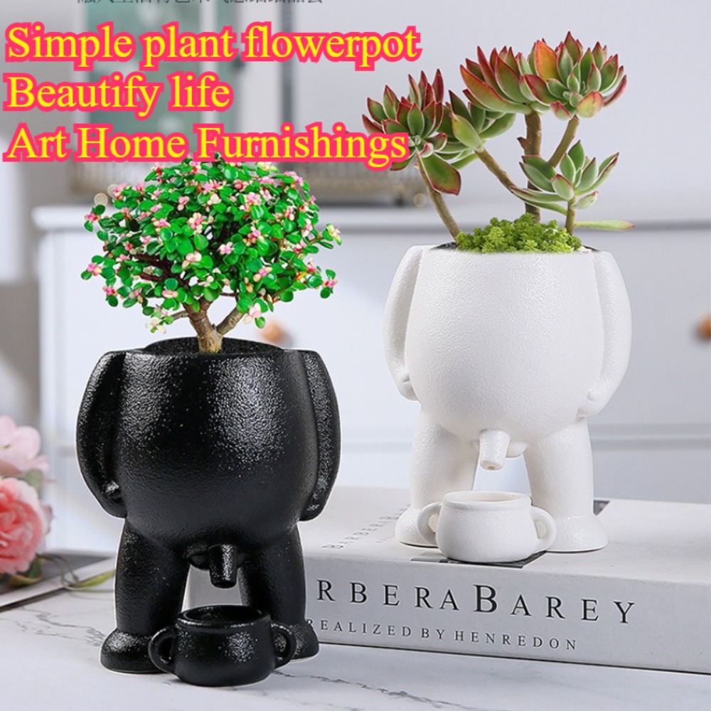 Light Luxury Succulent Ceramic Flowerpot Human Creative Desktop Planter Simple Decorative Flowerpot 2