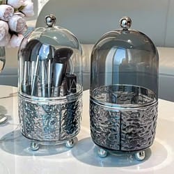 dust-proof makeup storage bucket, spiral cover makeup brush storage, household lipstick organizer, transparent pencil.