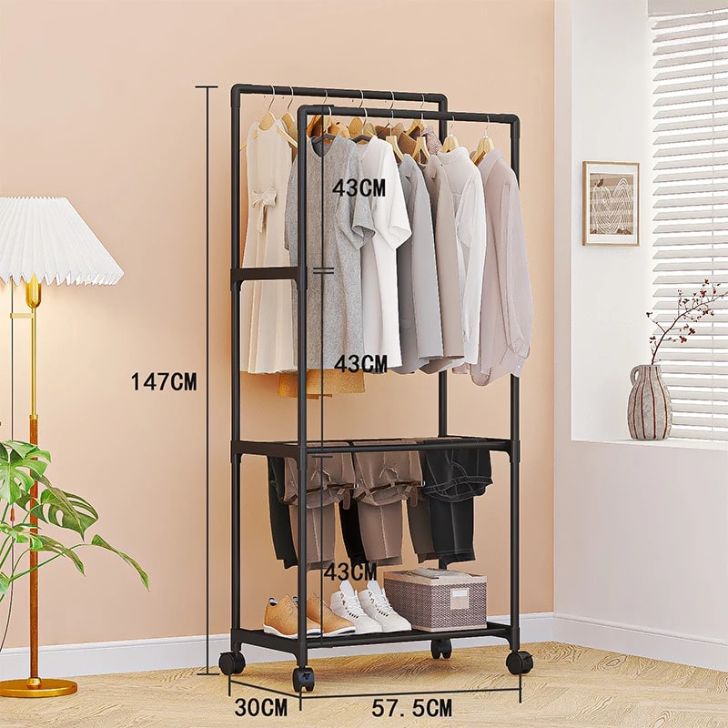 Multifunctional Coat Rack Double Pole With Shelf For Entryway Durable Sturdy Design Storage Shelves
