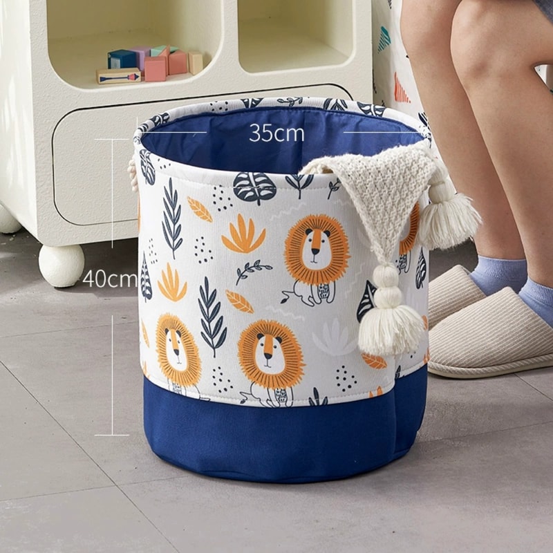Toys Storage Baskets Collapsible Convenient Storage Basket Cartoon Print Thickened Fabric Drawstrin 6