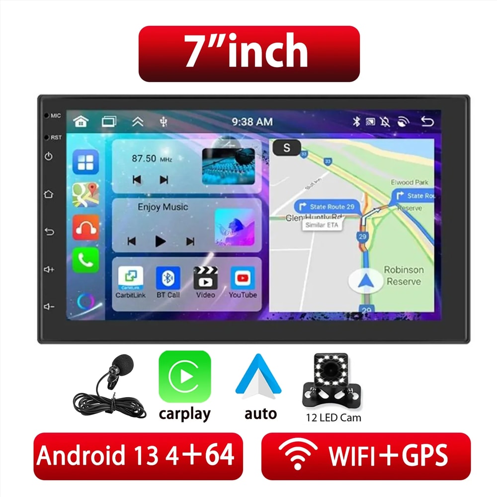 Car Multimedia Video Player Android Car Radio With Carplay GPS Navigation Bluetooth Rear View Camer 7