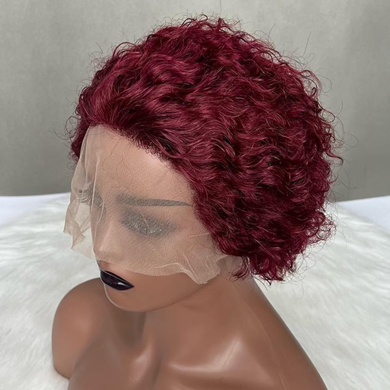 Pixie Cut Colored Lace Wig Spring Curl Short Bob Wig For Women Natural Black Human Hair Affordable 11