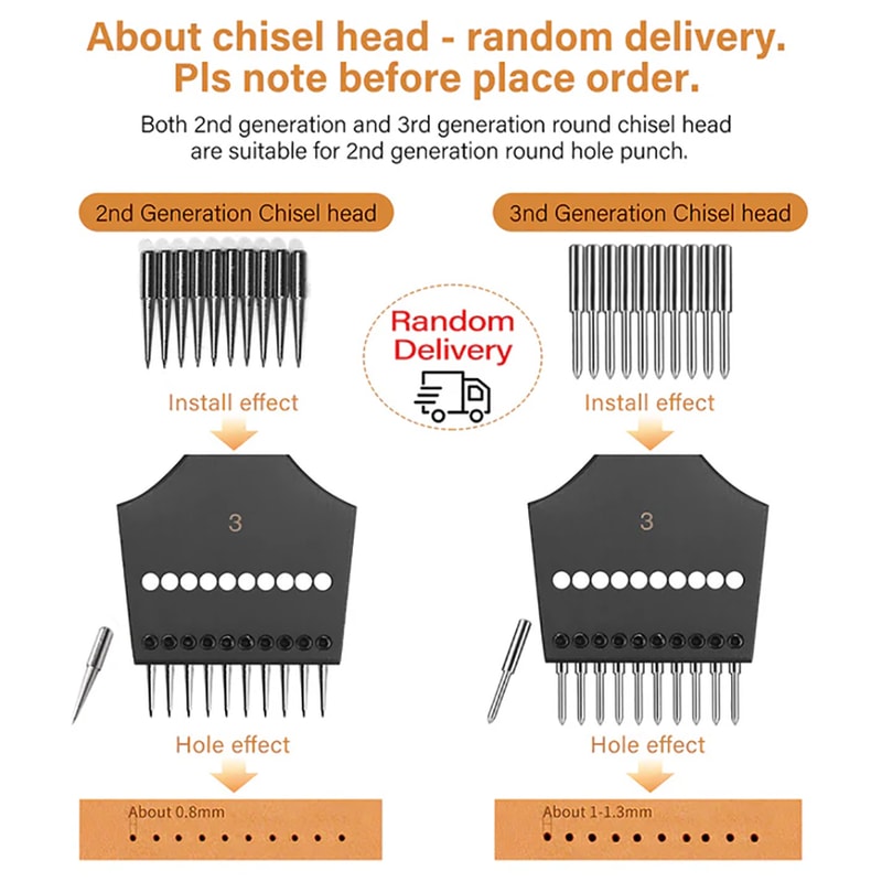 Replaceable Pricking Iron For Leather Generation Sharp Head Removable Round Hole Punch DIY Leather