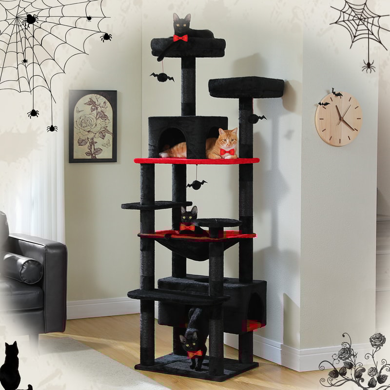 Indoor Cats Large Cat Tree and Tower, Sisal Scratching Posts, Spacious Hammock, Padded Perches, Condos, Cat Toys