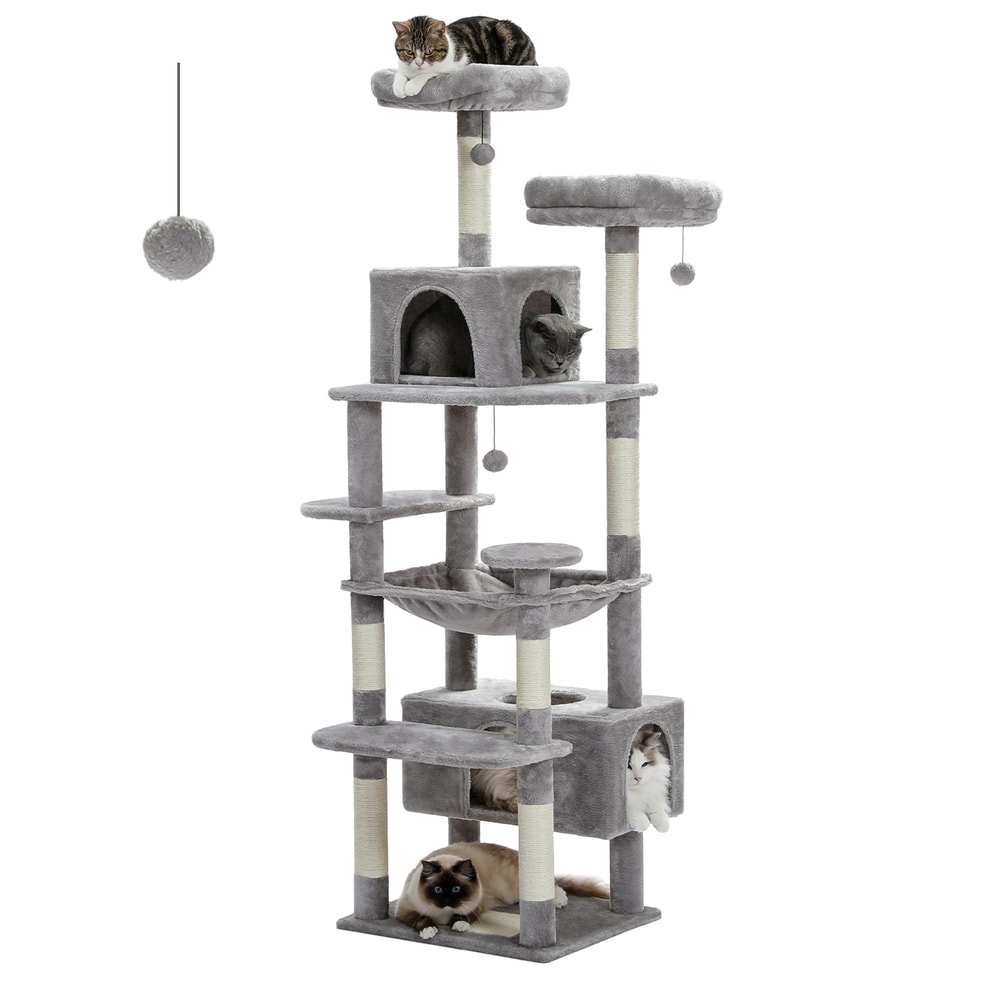 Indoor Cats Large Cat Tree And Tower Sisal Scratching Posts Spacious Hammock Padded Perches Condos 4