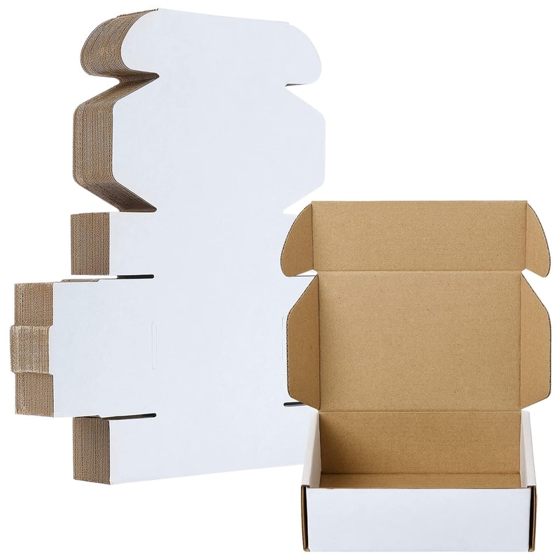 White Small Shipping Boxes For Crafting Corrugated Paper Gift Boxes Sturdy Cardboard Packaging For 3