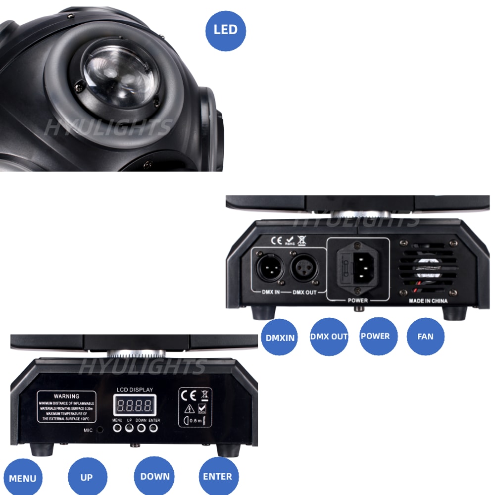 LED Moving Head With Halo Football Light Infinite Rotation Beam Strobe For DJ Bar Stage Effect 3