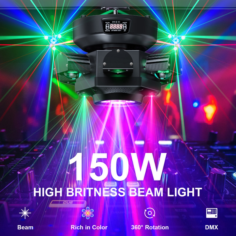 Moving Head LED Lights, RGBW Sound Activation Stage Lights, Wedding Party, Disco, KTV