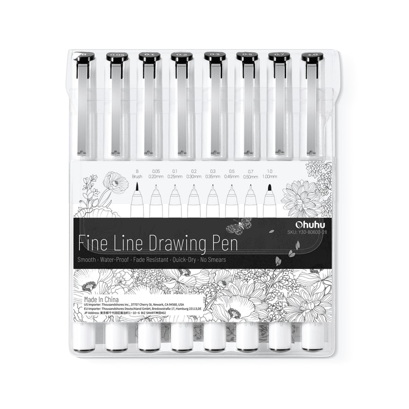 8 Pack Micro Pen Fineliner Drawing Pens Art Colored Fine Point Markers For Waterproof Writing Manga 5