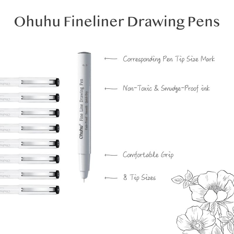 8 Pack Micro Pen Fineliner Drawing Pens Art Colored Fine Point Markers For Waterproof Writing Manga 3