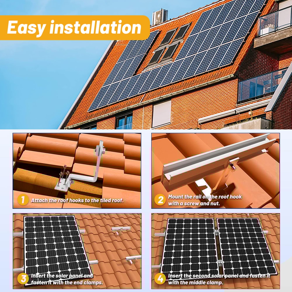 Roof Hook Mounting Sets Solar Panel Bracket More Lighten Brick Roof Mounting Rail For Glazed Tile R 3