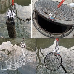 double sided magnet fishing kit, neodymium magnets, rope, claw, gloves, glue, shovel, bag, magnetic recovery & salvage