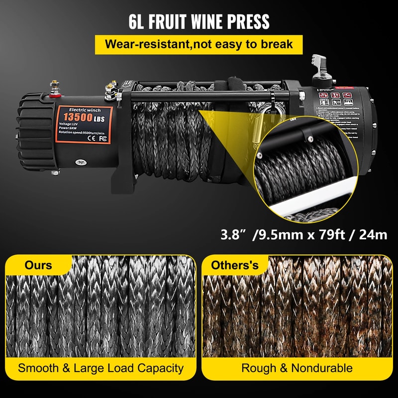 Heavy Duty Electric Synthetic Rope Lifting Hoist For Car Trailer ATV Truck Off Road Boat Powerful A 3