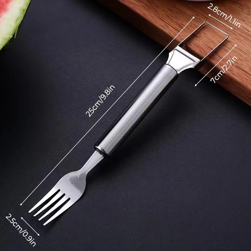 Stainless Steel Fruit Cutter, Watermelon Cutter Dual Head for Professional Slicing, Smooth Watermelon Fork Slicer