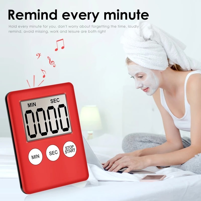 Kitchen Timer Square With Magnet LCD Digital Screen Cooking Timer Count Up Countdown Alarm Clock 4
