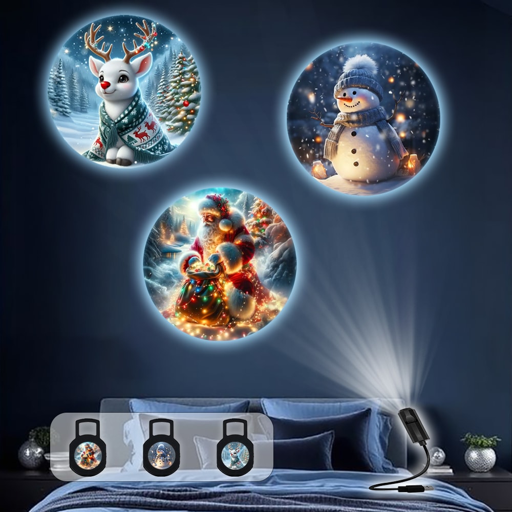 USB Christmas Projection Light For Home Decor Christmas Deer Santa Claus Snowman Projector 2