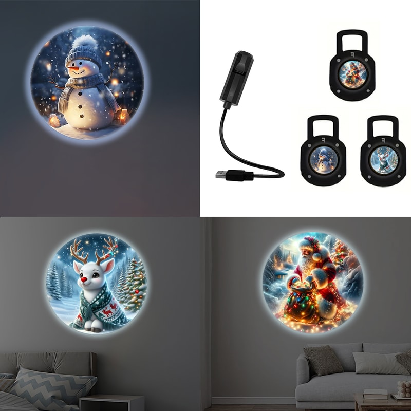 USB Christmas Projection Light For Home Decor Christmas Deer Santa Claus Snowman Projector 3