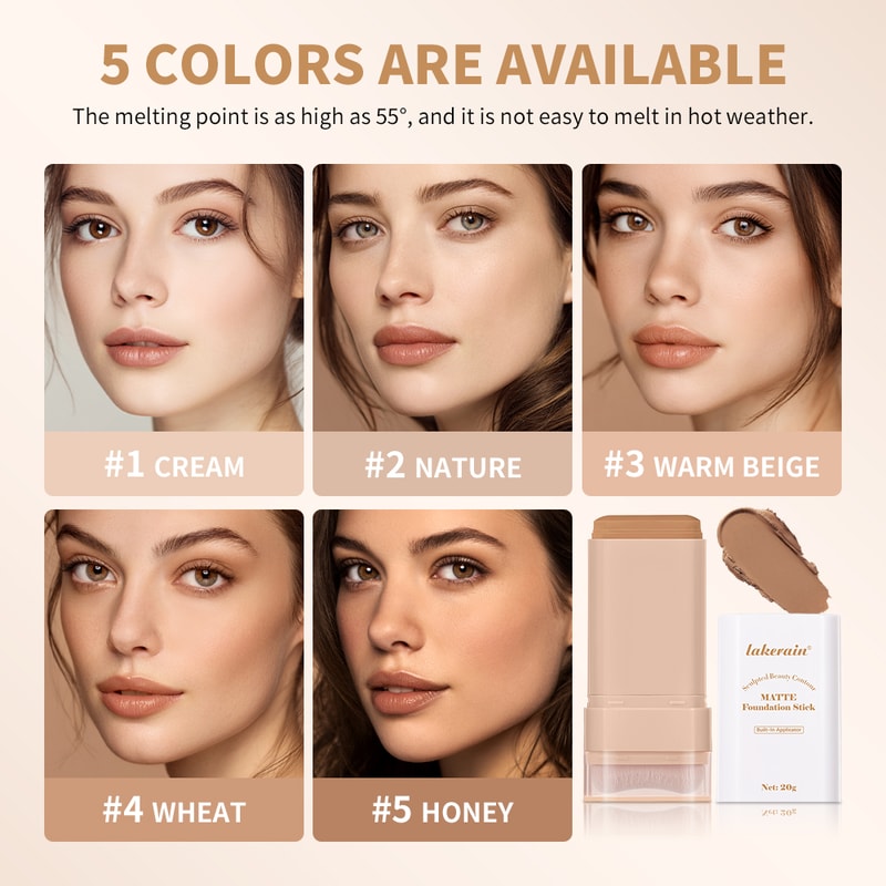 Multi Use Skin Tint Foundation Stick With Brush Matte Waterproof Long Lasting Oil Control 2