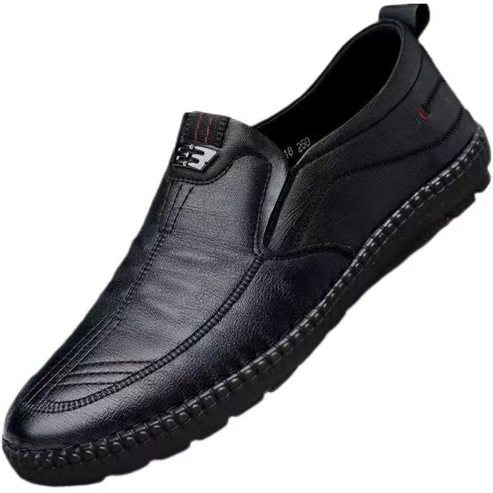 Non Slip Walking Flats Mens Leather Loafers Breathable Outdoor Slip On Casual Shoes For Male Work O 2