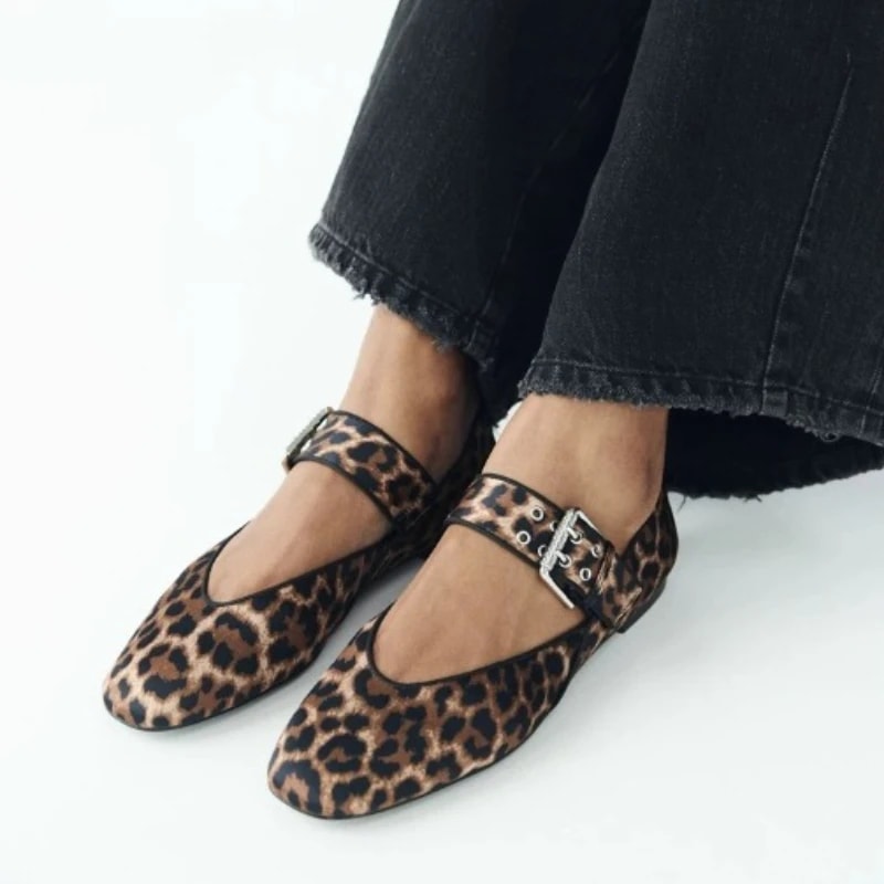 Leopard Retro Dress Shoes Shoes Women Flats Autumn Pointed Toe Loafers Shallow Mouth Ballerinas 2