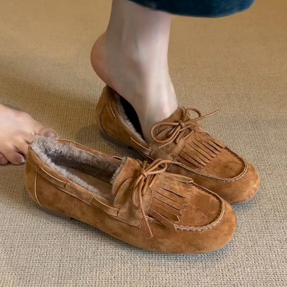 Suede Loafers Shoes Winter Fashion Designer Boots Cozy Casual Flats For Women Trendy Warm Sneakers 4