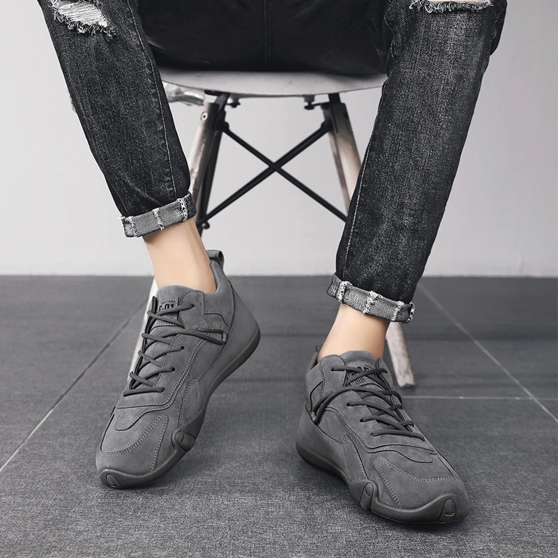 Casual Sneakers Non Slip Ankle Boots For Men Spring Khaki Work Mens Shoe Lace Up Short Boots Loafer 5