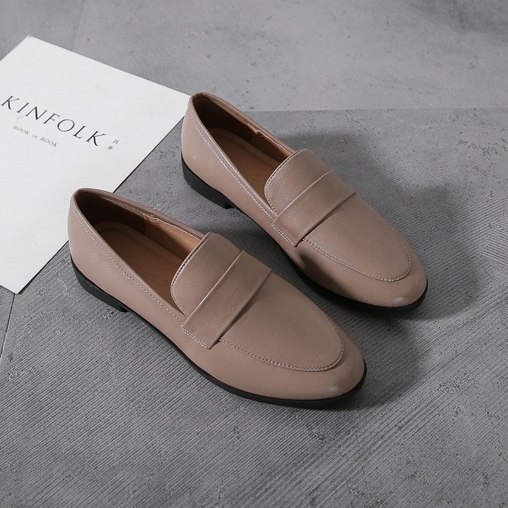 Vintage British Style Spring Autumn Ladies Leather Shoes Casual Loafers AntiSlip Flat Shoes 1