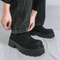 Korean Men Harajuku Style Leather Shoes Thick Platform Streetwear Casual Loafers Metal Wedding Shoe 4