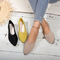 new pointed toe flat office boat shoes, casual ballet flats women loafers