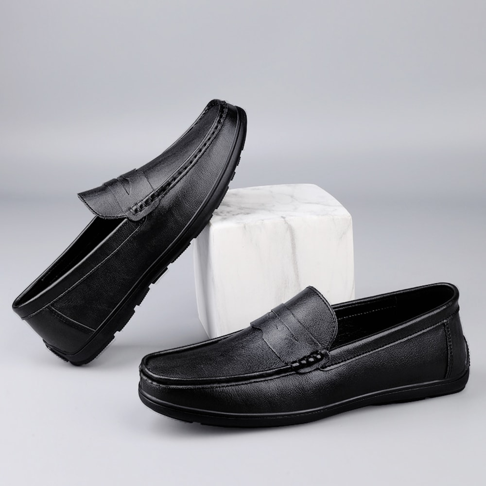 Comfortable Mens Casual Shoes, Genuine Leather Men Loafers, Breathable Slip-on Boat Shoes, Luxury Brand Formal Dress